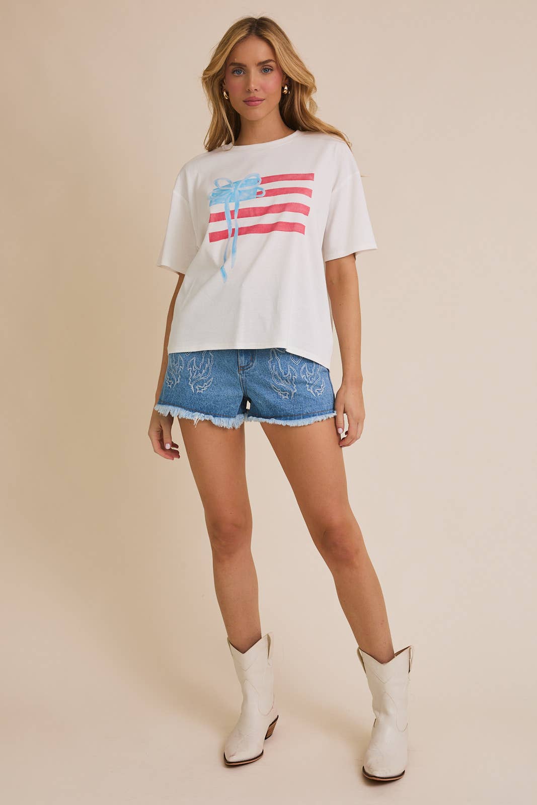 Gilli USA Bow Flag Graphic 100% Cotton Tee