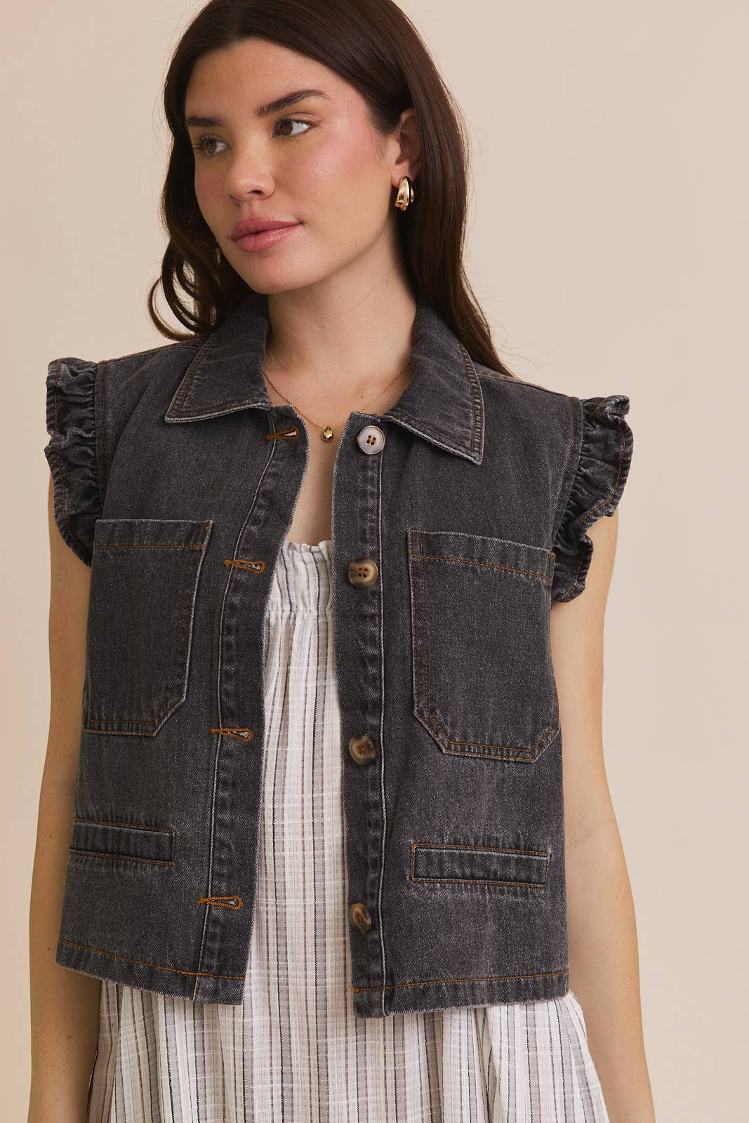 Gilli Denim Ruffle Vest