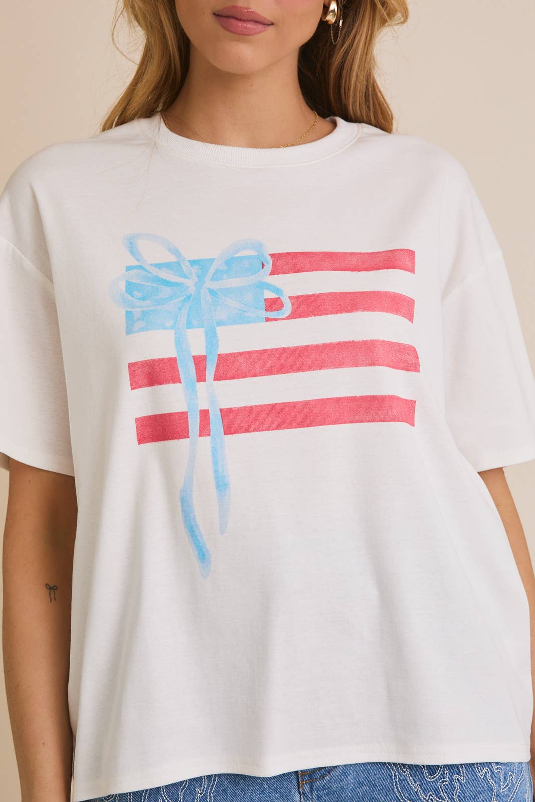 Gilli USA Bow Flag Graphic 100% Cotton Tee