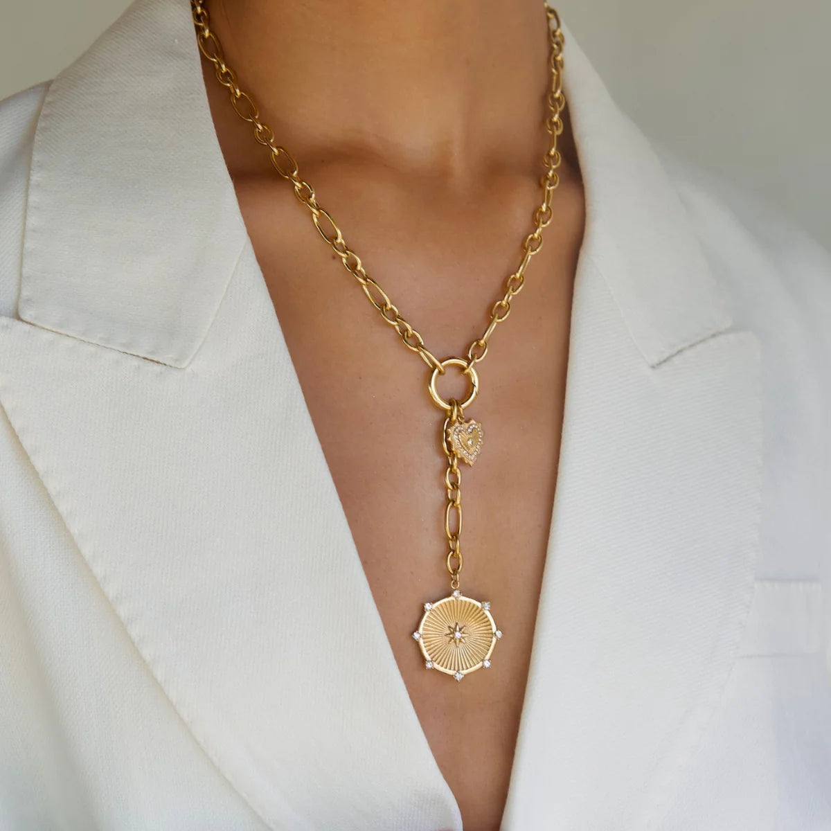 Ellie Vail Linden Toggle Chain Medallion Lariat Necklace
