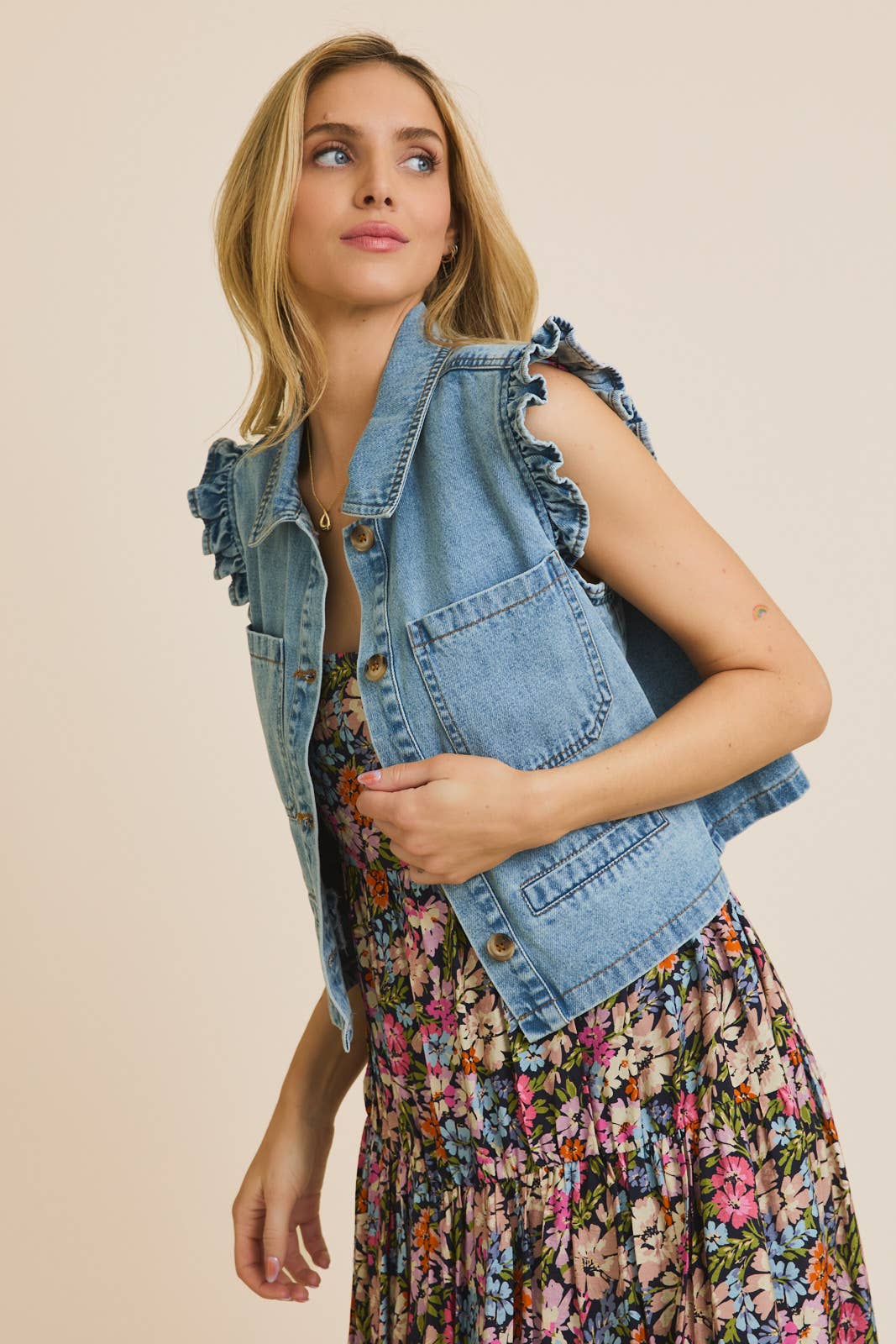 Gilli Denim Ruffle Vest