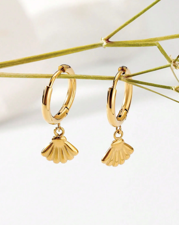 3Souls Company Dainty Shell Huggie Earrings