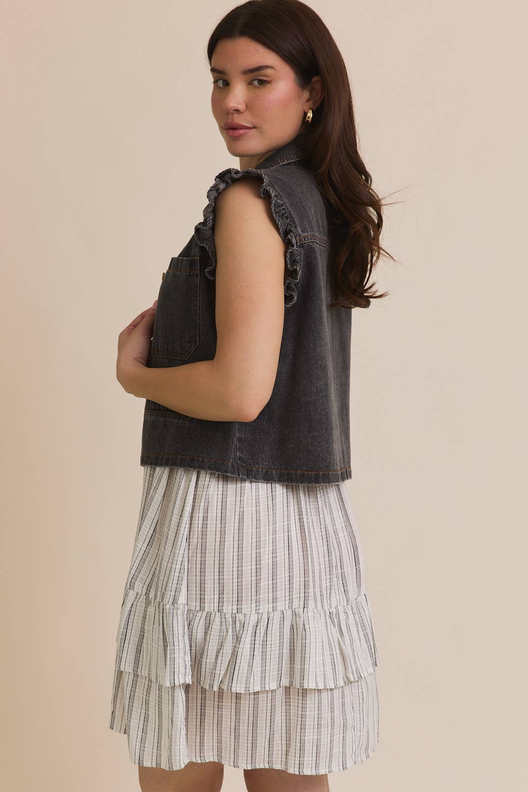 Gilli Denim Ruffle Vest