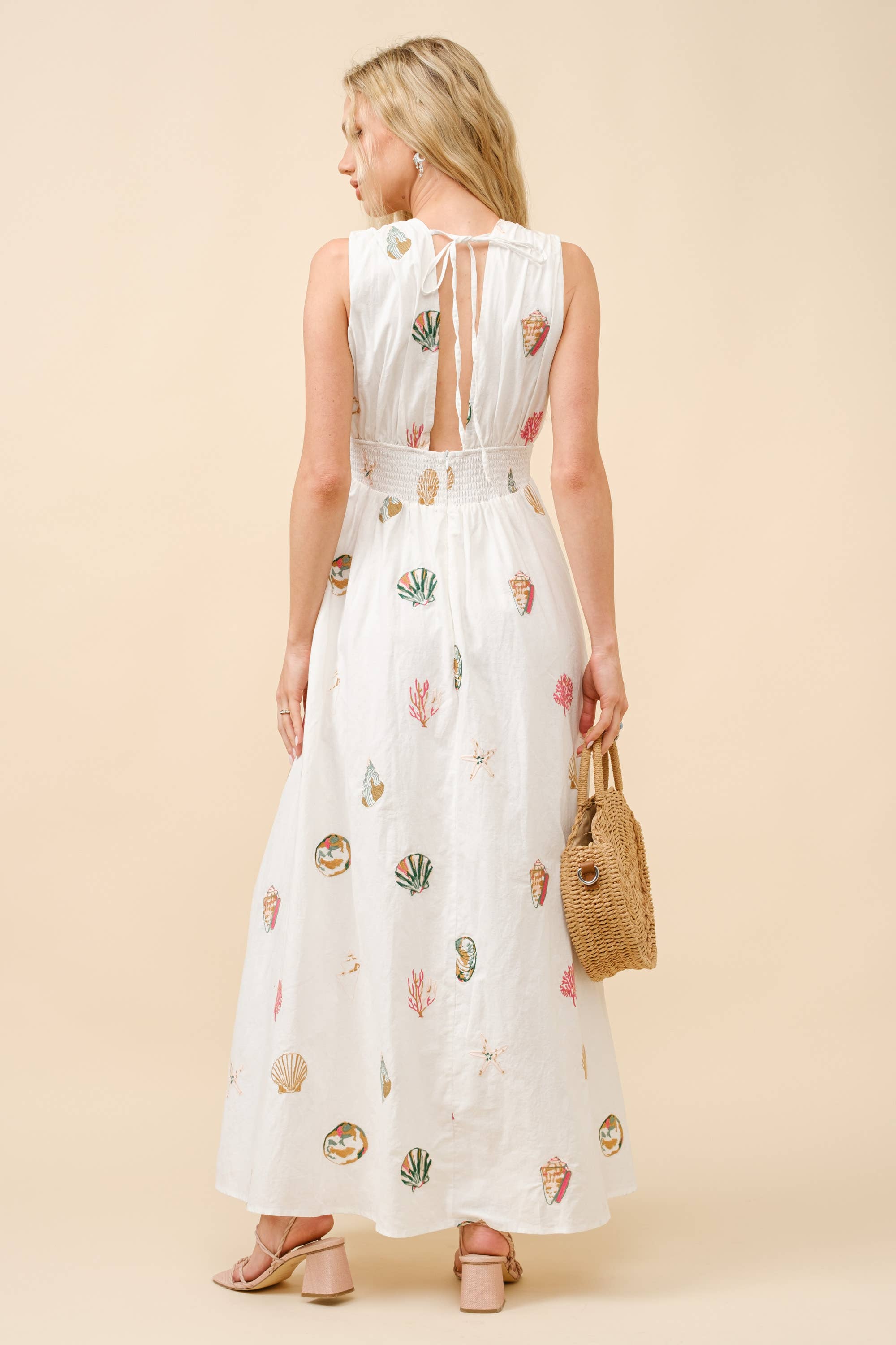 Blue B Seashell Embroidered Maxi Dress