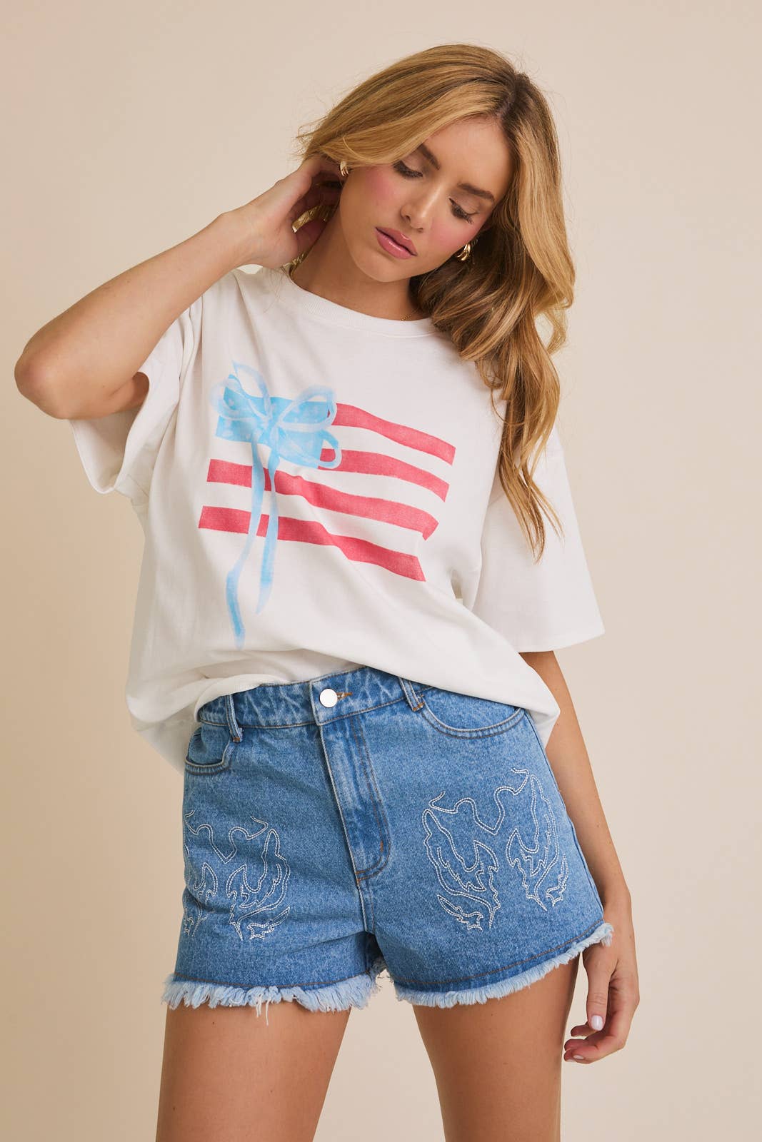 Gilli USA Bow Flag Graphic 100% Cotton Tee