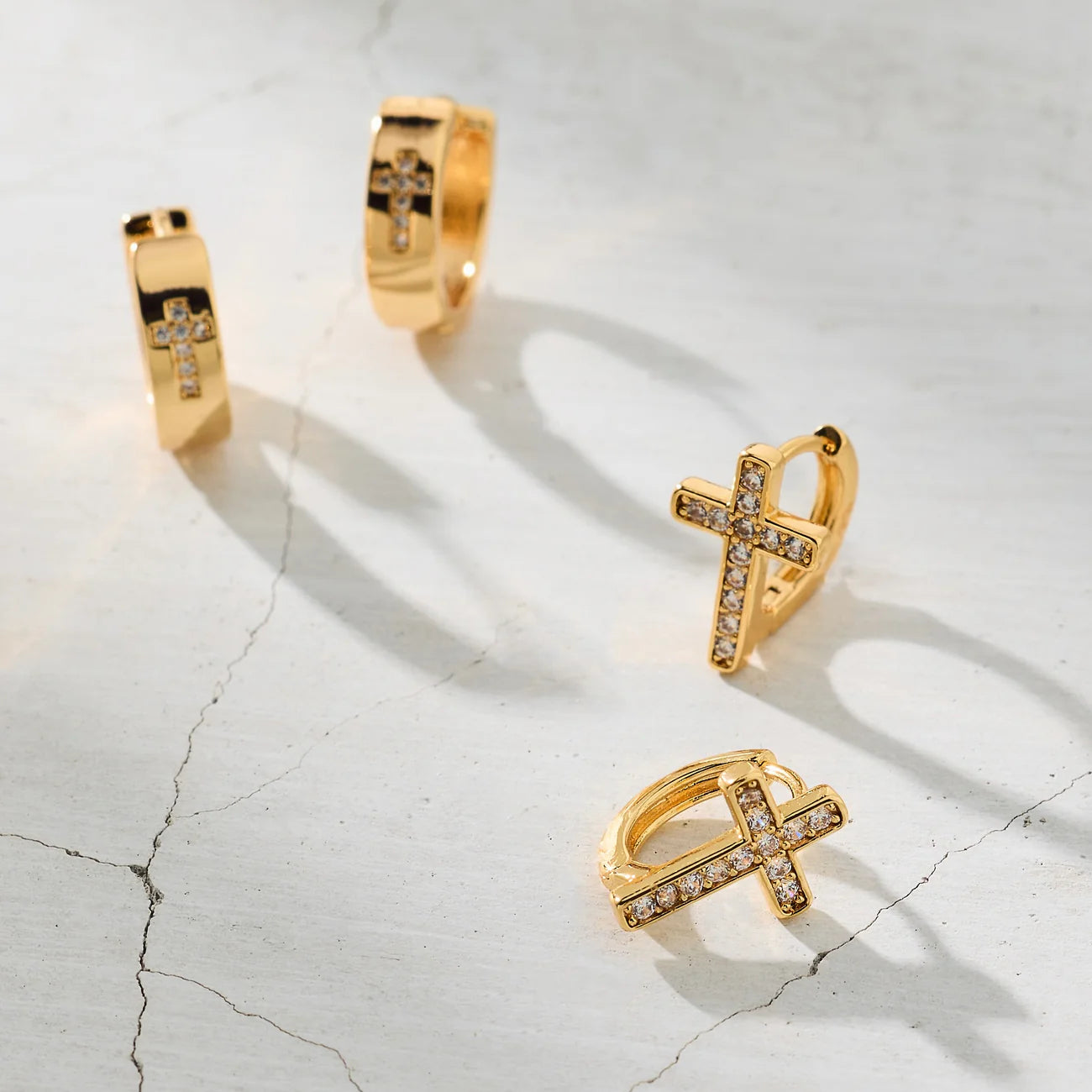 Ellie Vail Ridge Cross Huggie Hoop Earring