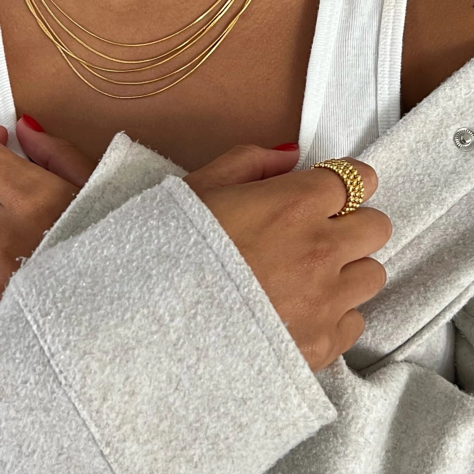 Ellie Vail Lucia Beaded Tripped Ring Set