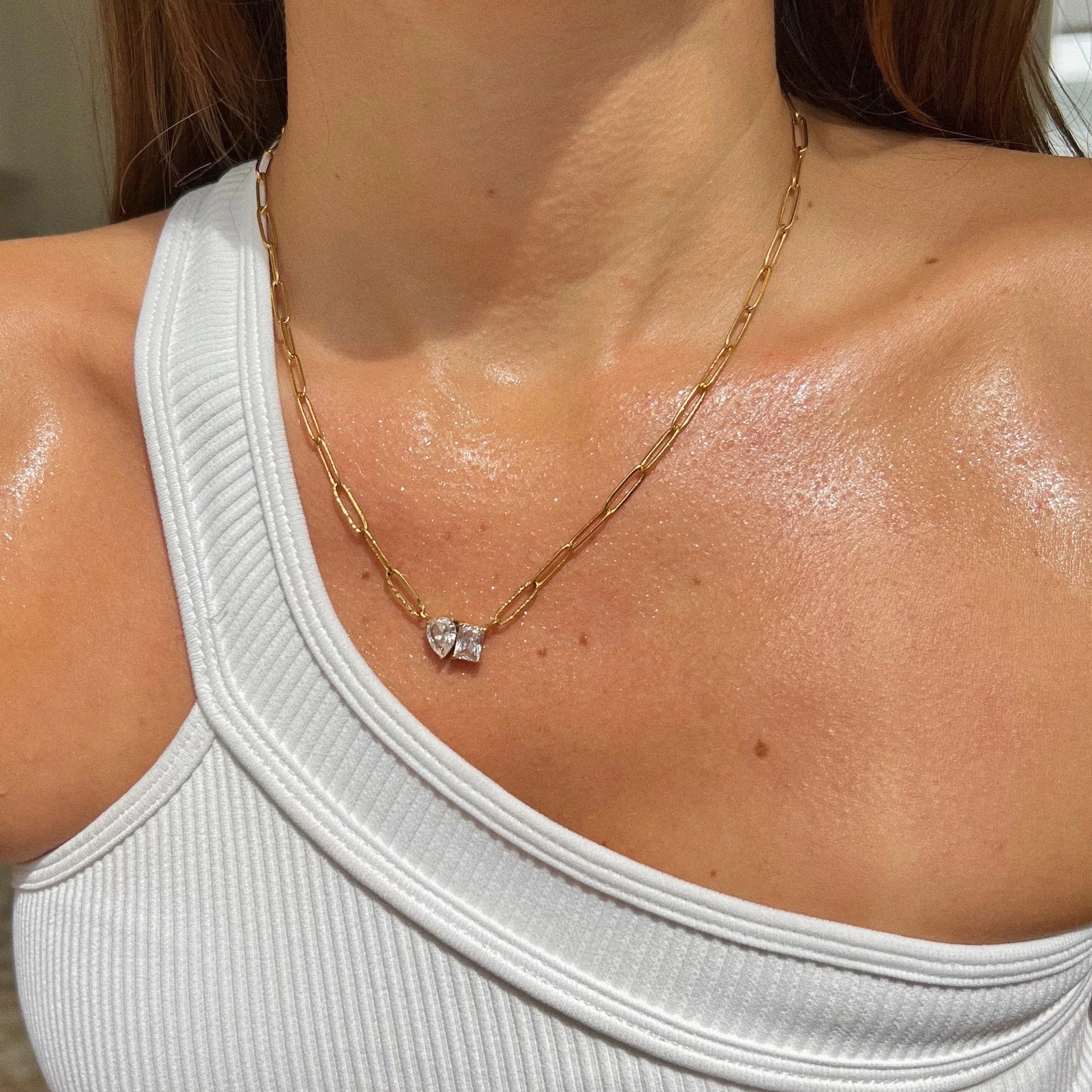 Ellie Vail Cecilia Toi et Moi Gold Necklace