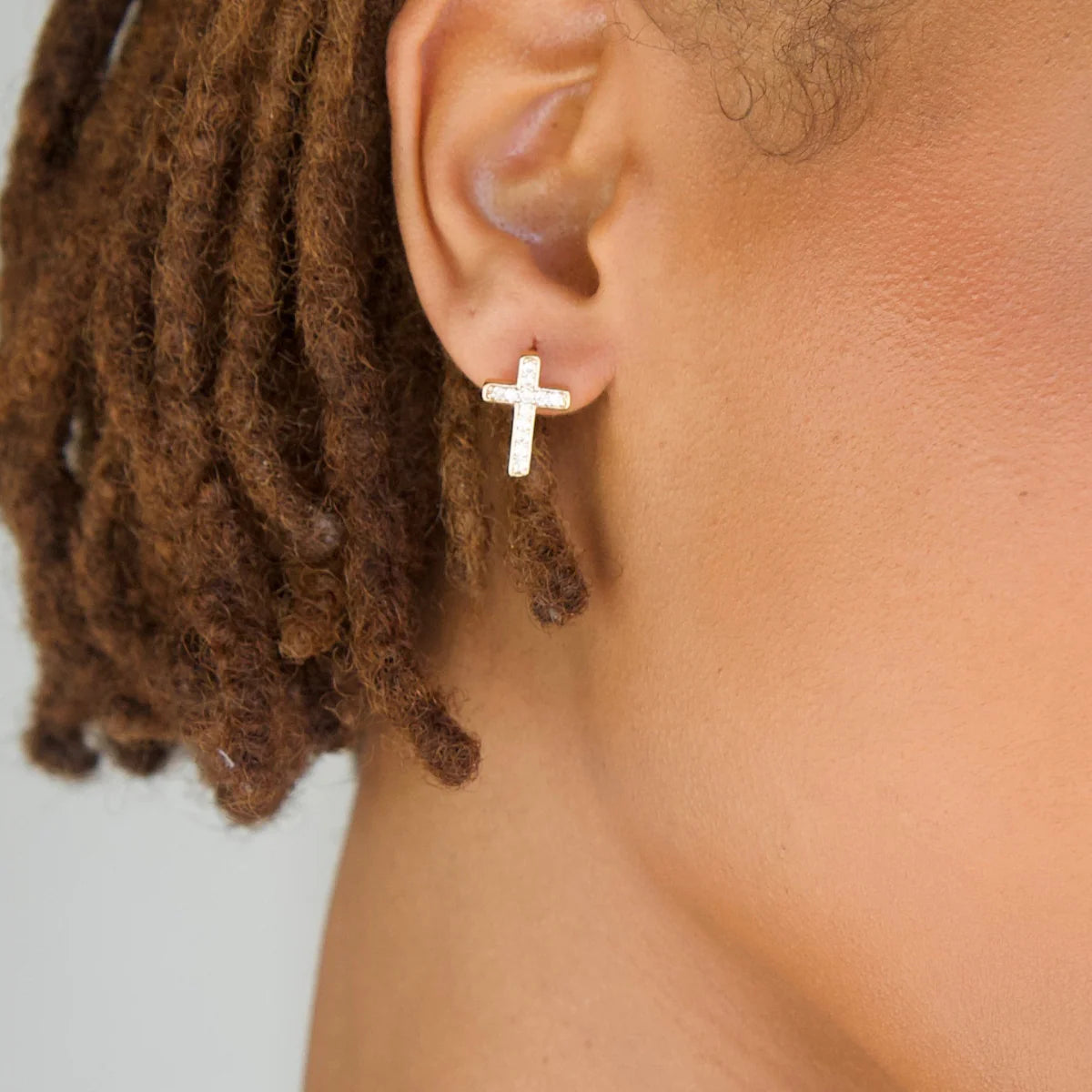 Ellie Vail Ridge Cross Huggie Hoop Earring