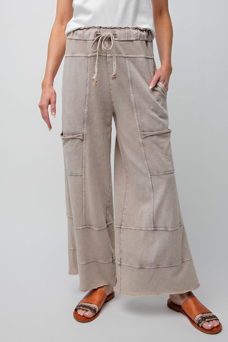 Easel Mineral Washed Terry Knit Pants