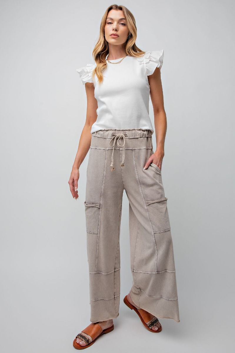 Easel Mineral Washed Terry Knit Pants