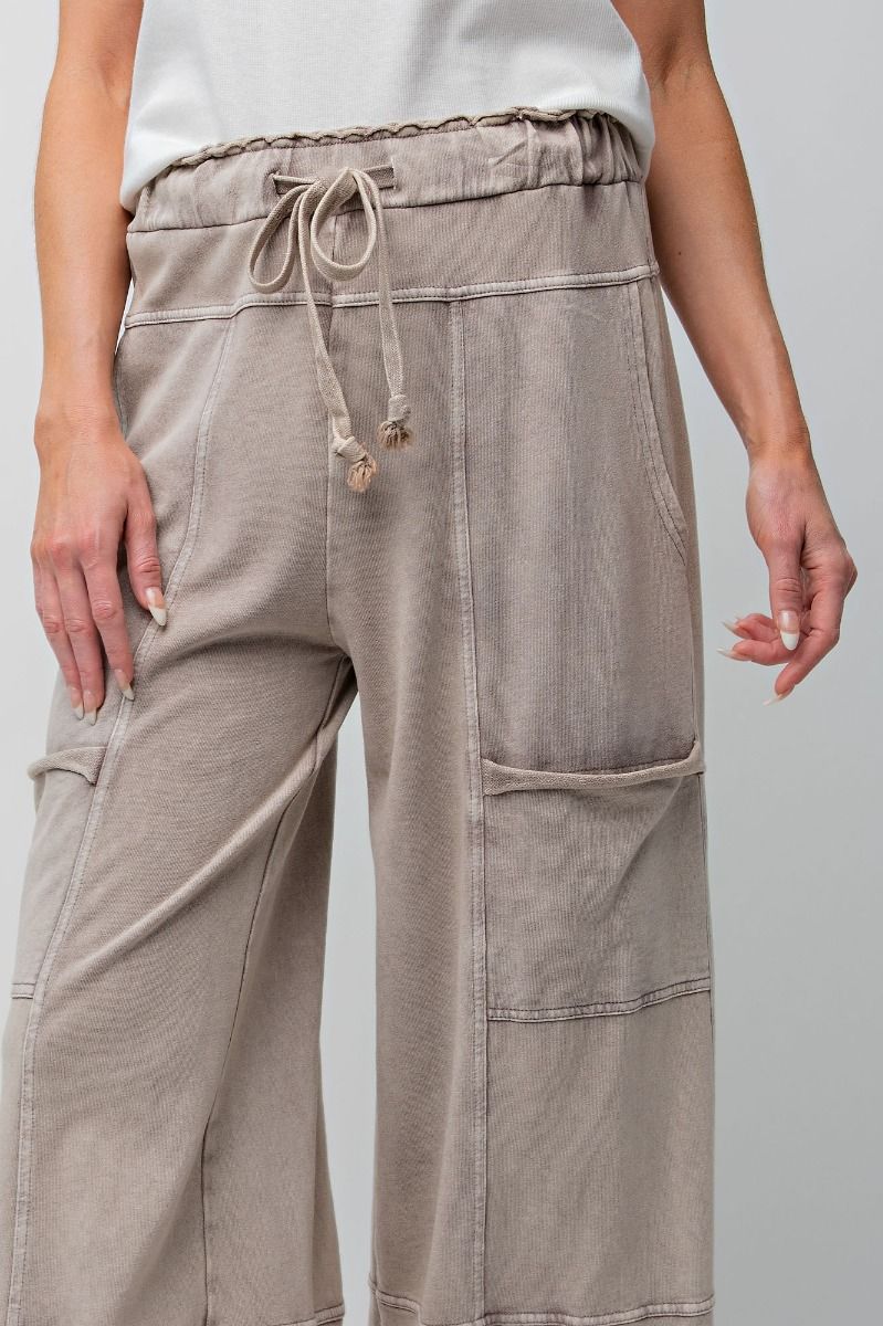 Easel Mineral Washed Terry Knit Pants