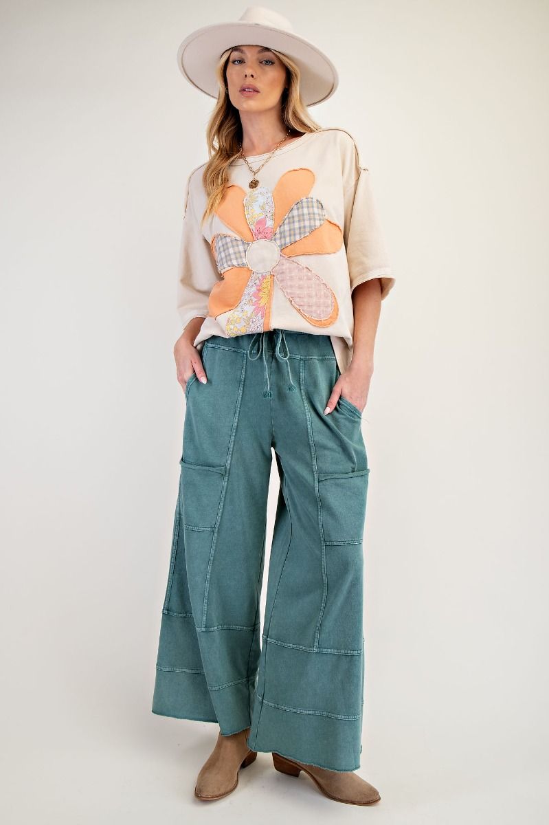 Easel Mineral Washed Terry Knit Pants
