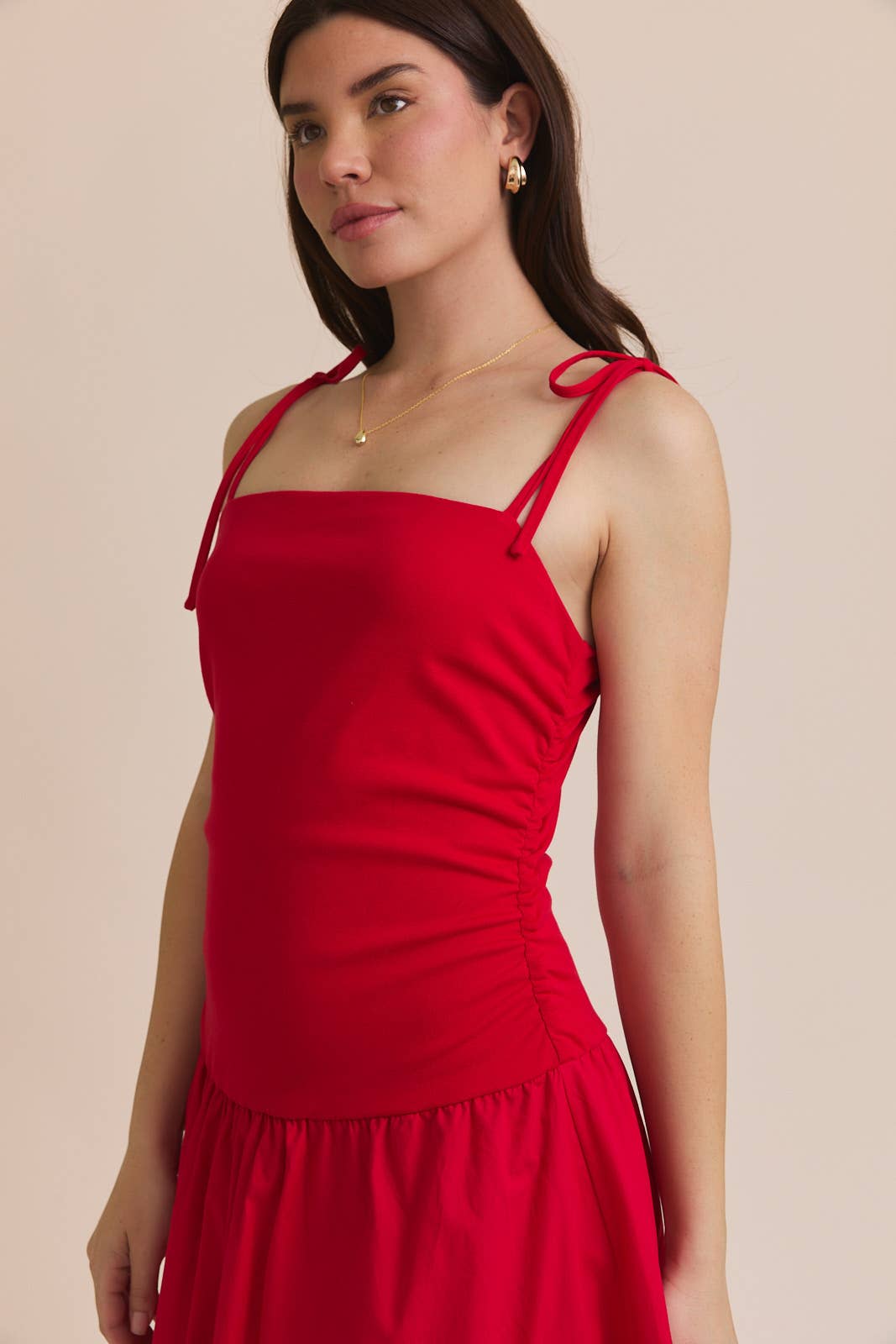 Gilli Sleeveless Drop Waist Bubble Hem Midi Dress