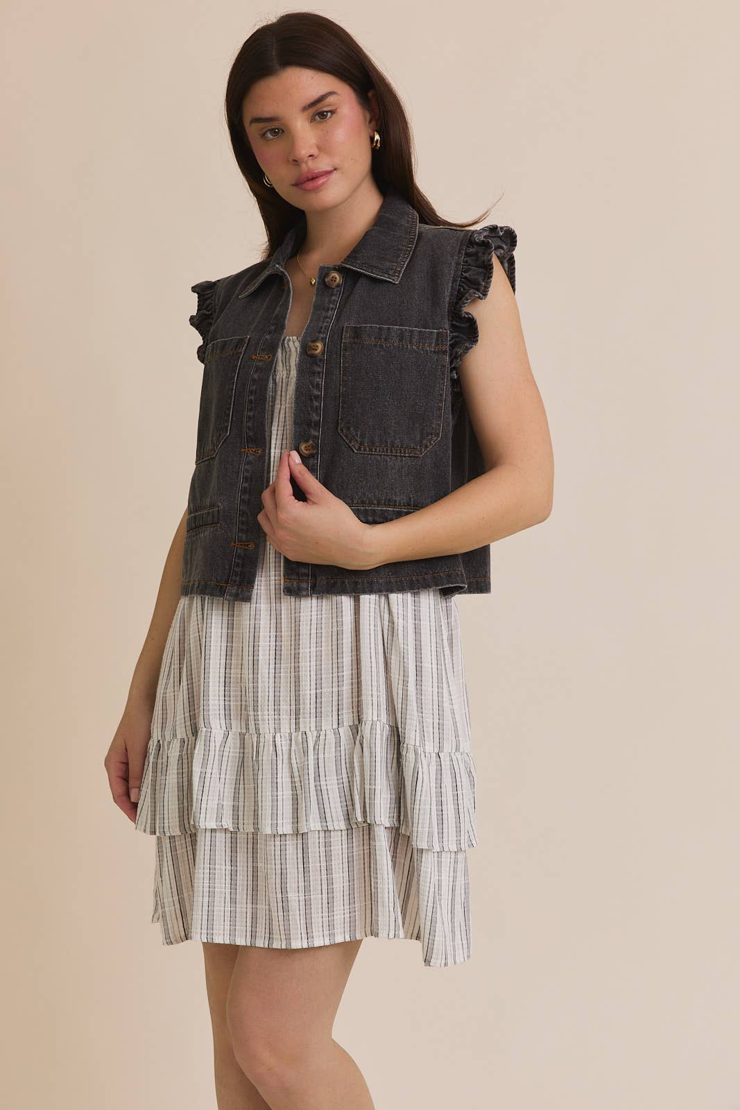 Gilli Denim Ruffle Vest