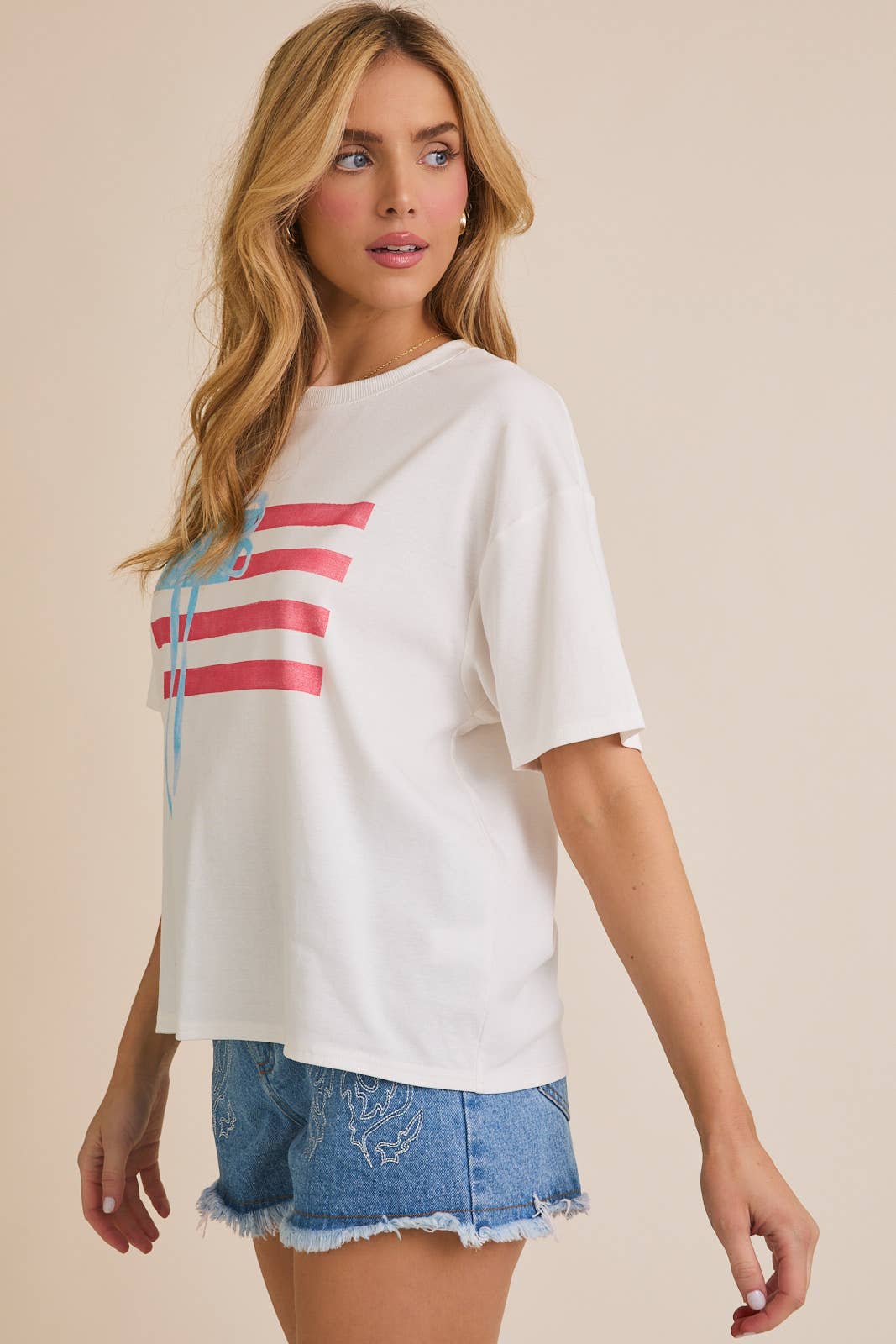 Gilli USA Bow Flag Graphic 100% Cotton Tee