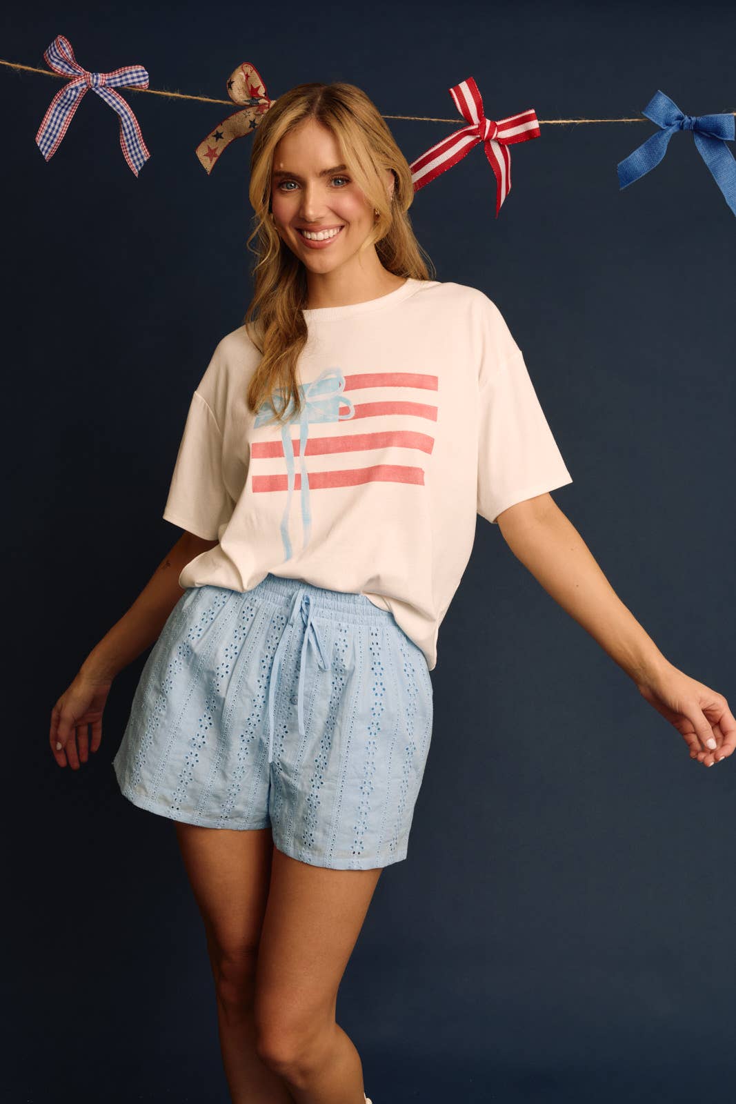 Gilli USA Bow Flag Graphic 100% Cotton Tee