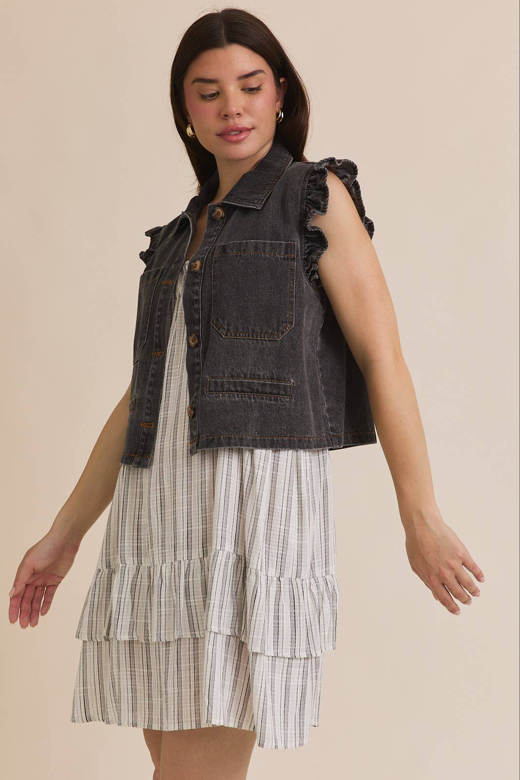 Gilli Denim Ruffle Vest