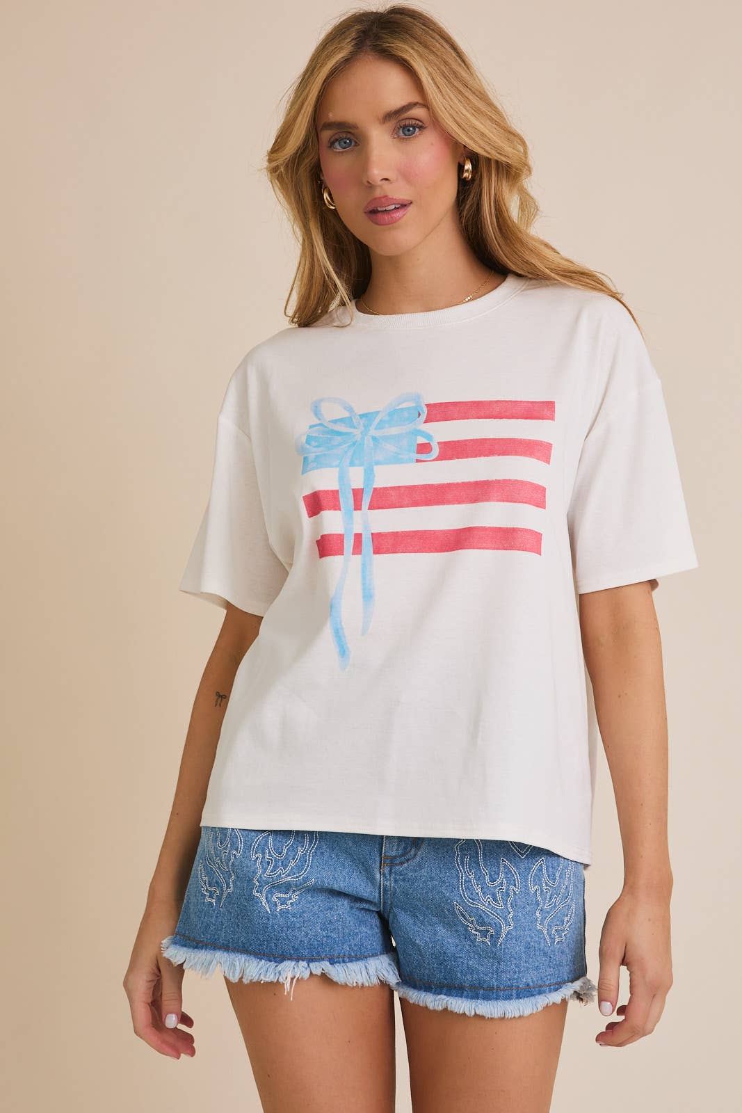 Gilli USA Bow Flag Graphic 100% Cotton Tee