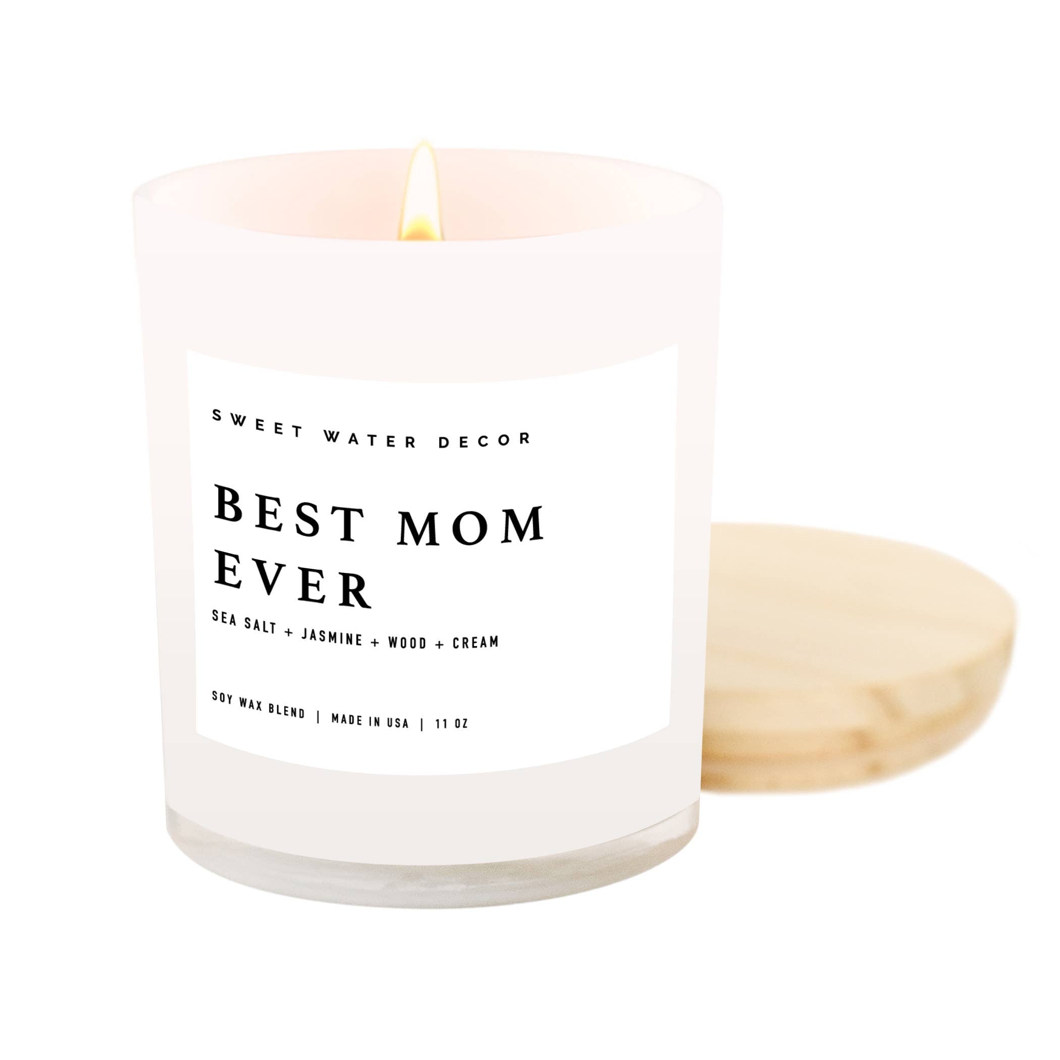 Sweet Water Decor Best Mom Ever Soy Candle with Wooden Lid