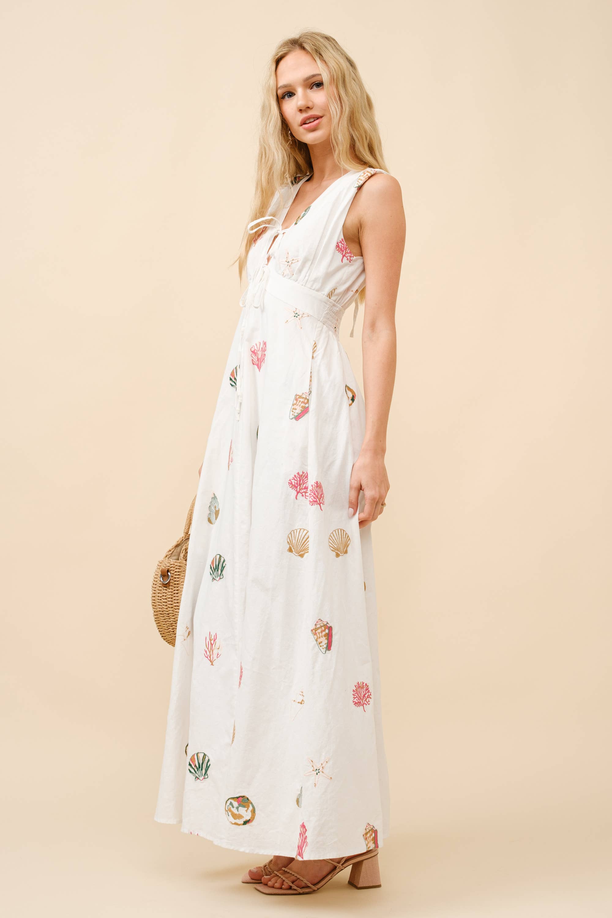 Blue B Seashell Embroidered Maxi Dress