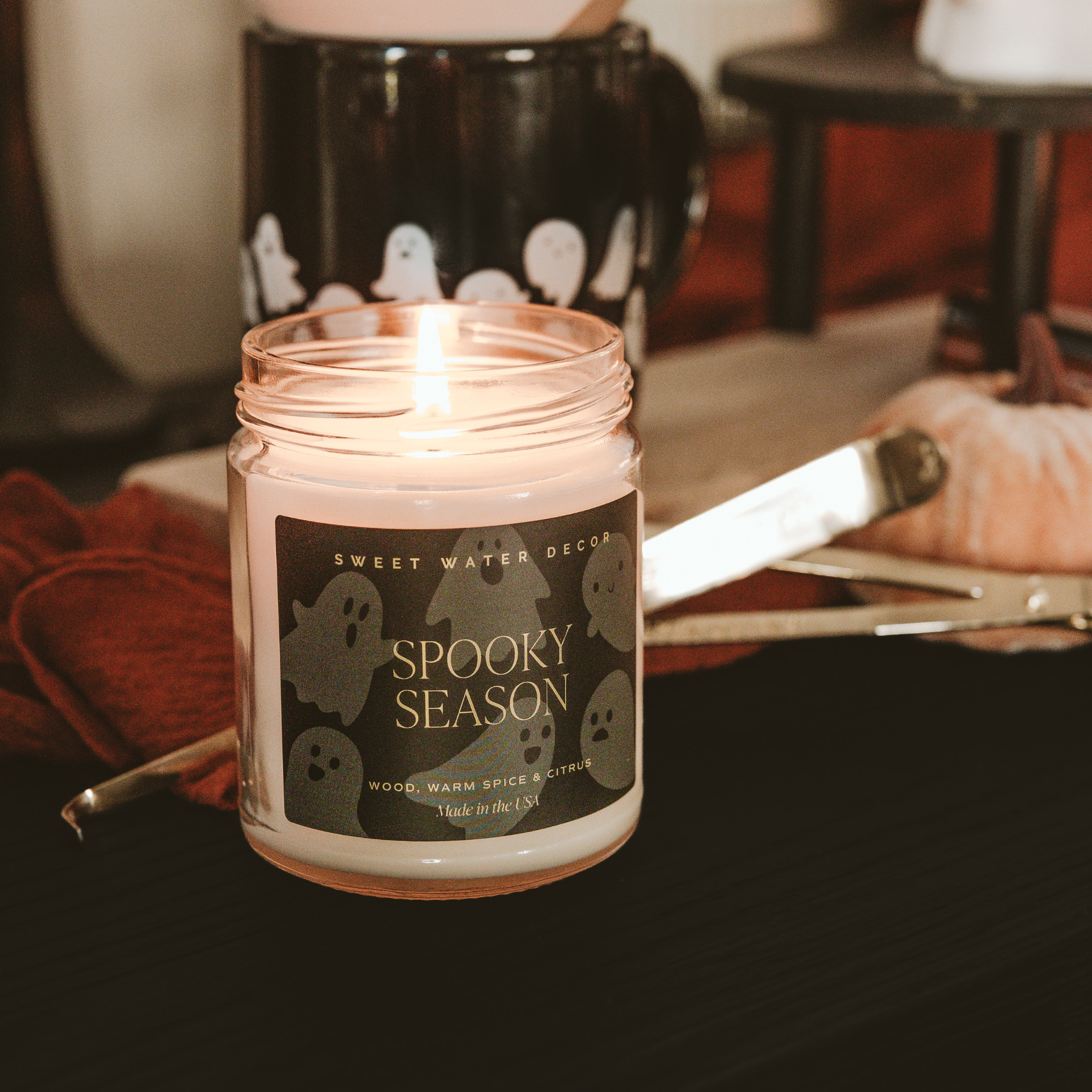 Sweet Water Decor Spooky Season 9 oz Soy Candle in glass jar with lid