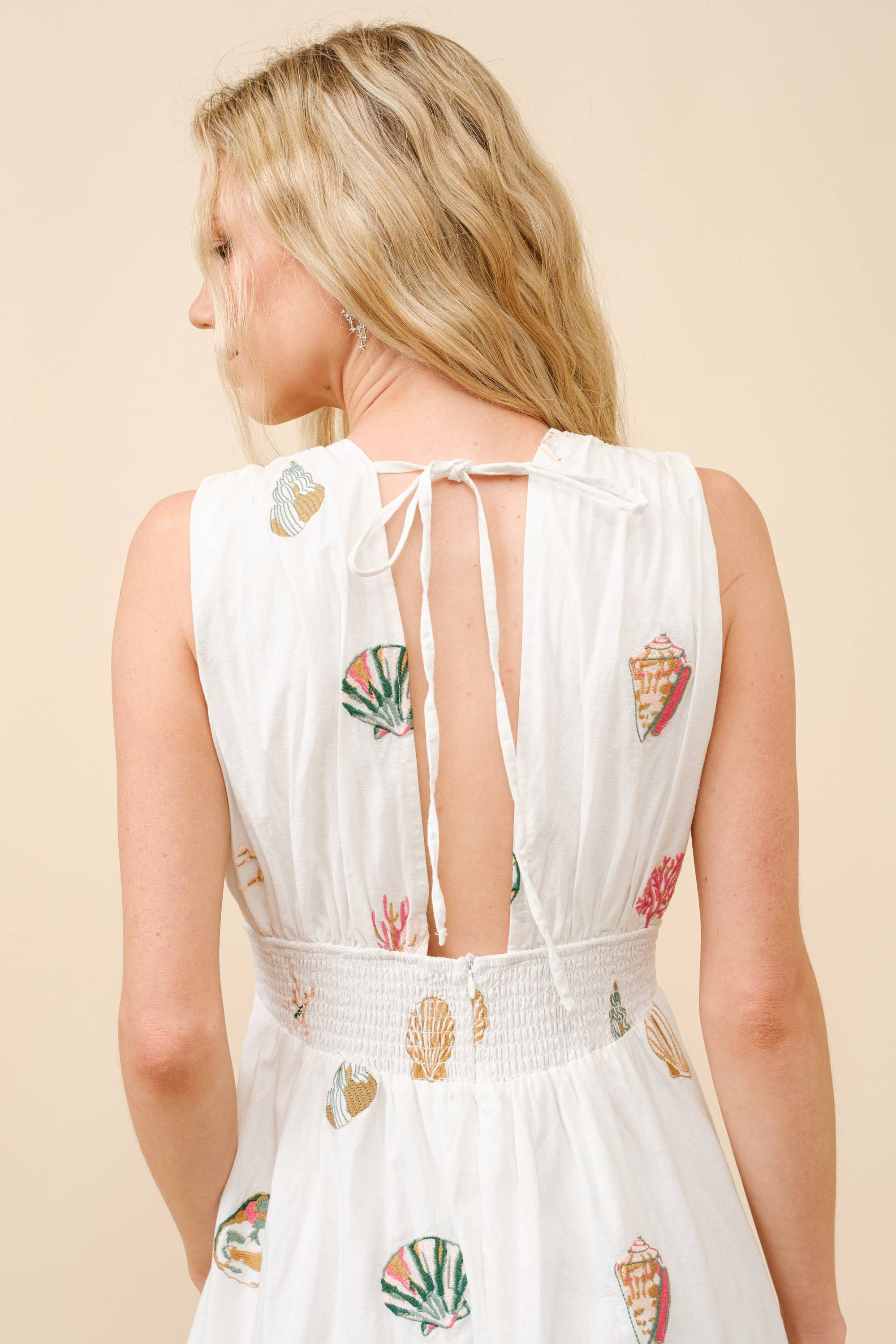 Blue B Seashell Embroidered Maxi Dress