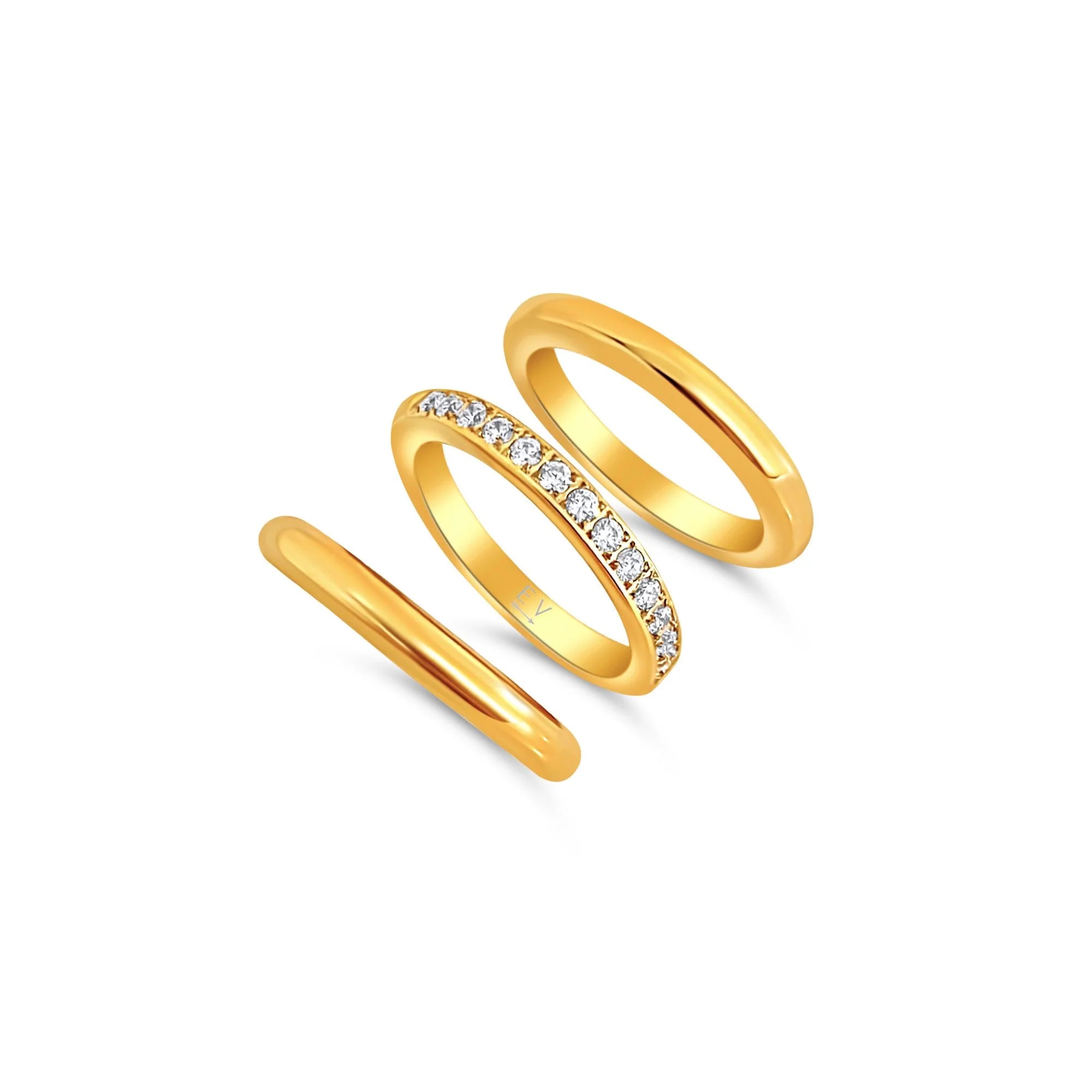 Ellie Vail Percy Triple Gold Ring Set