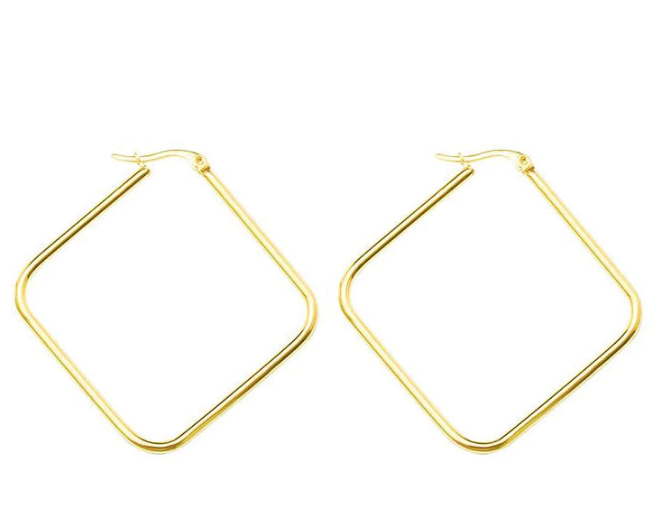 3 Souls Lady Boss Square Hoop Earring in Gold or Silver