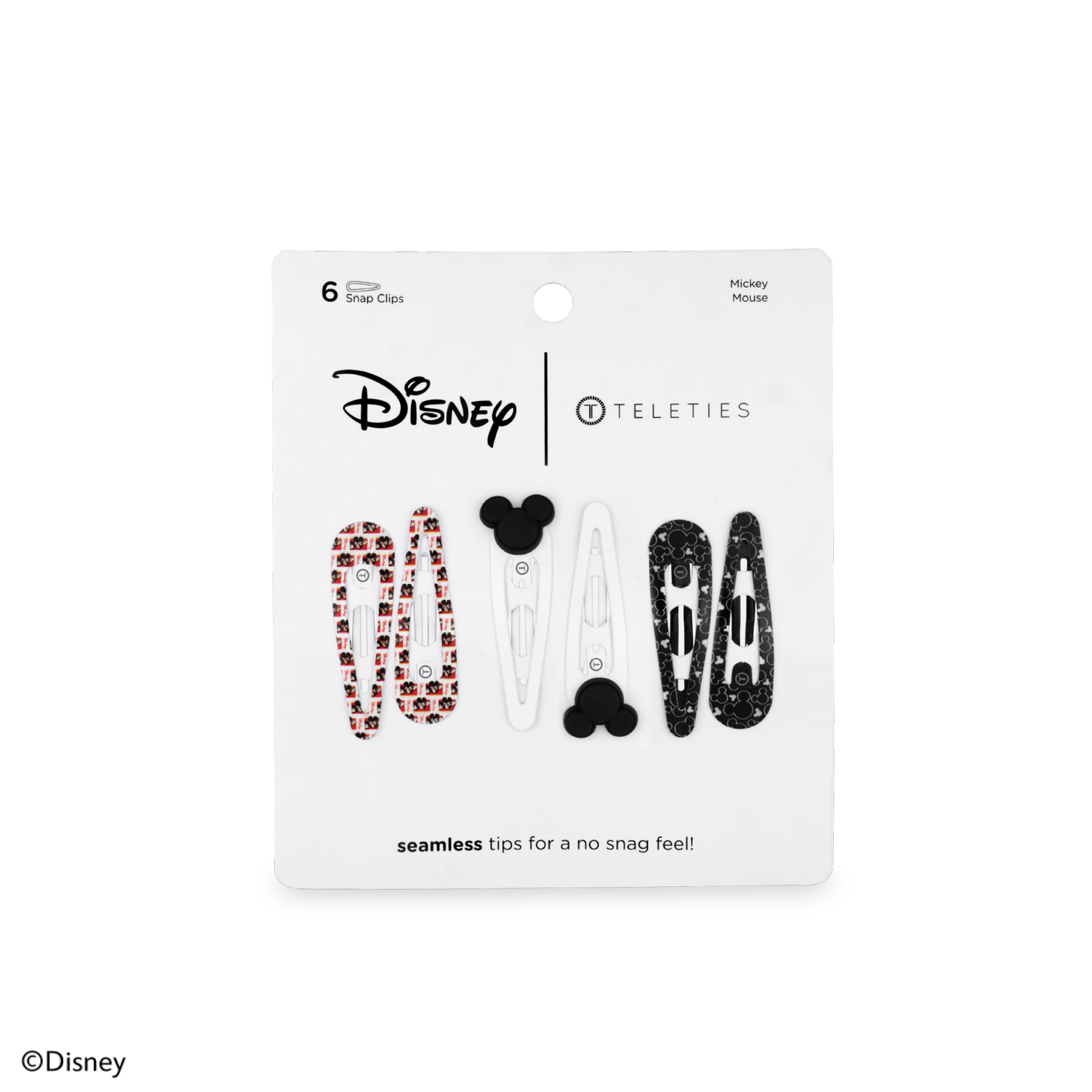TELETIES - Mickey Mouse Snap Clip (6ct)