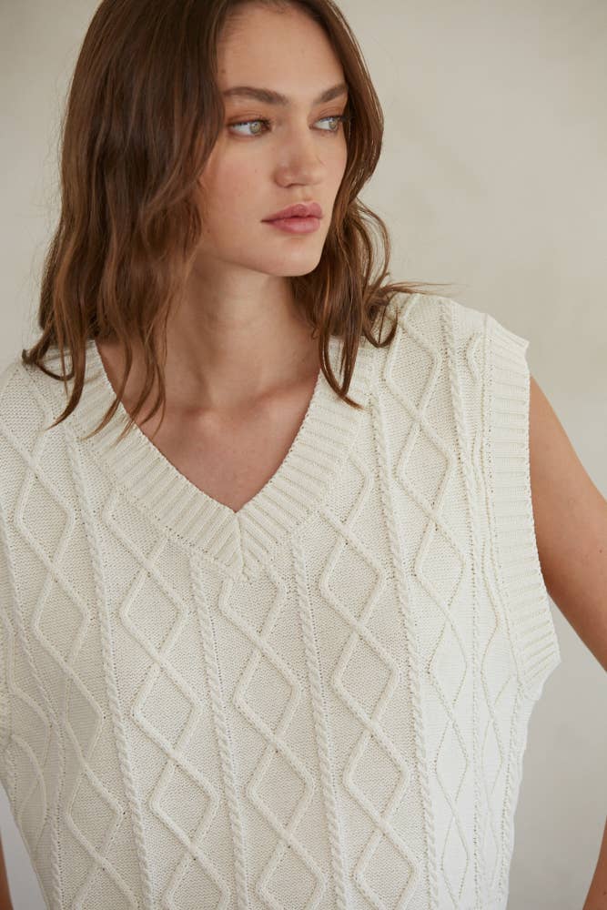 By Together Braelynn Cable Knit Sweater Vest