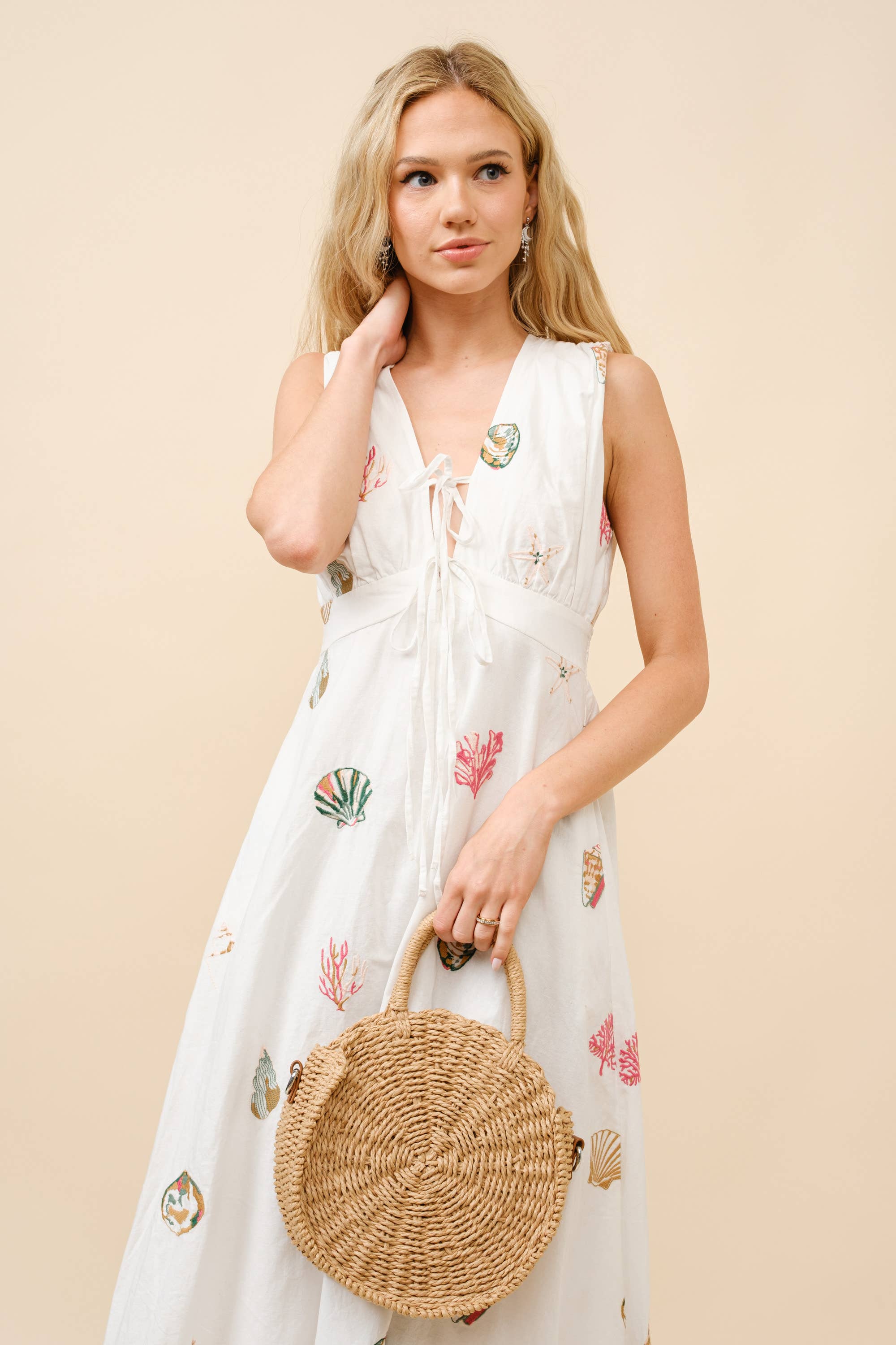 Blue B Seashell Embroidered Maxi Dress