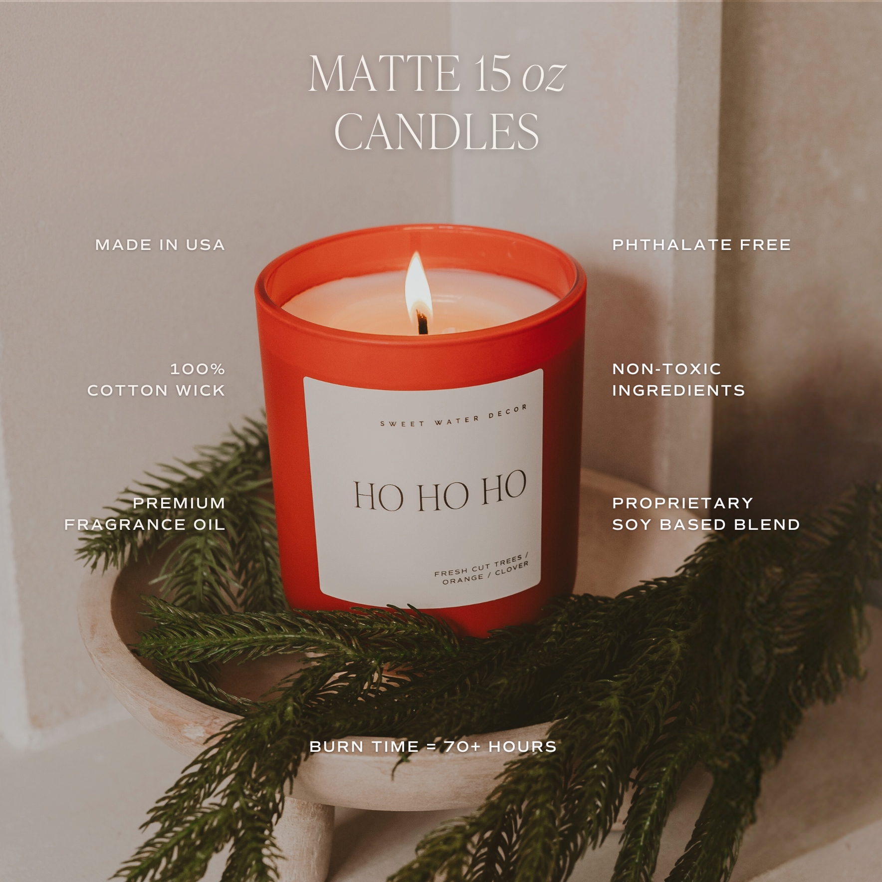 Sweet Water Decor - Ho Ho Ho 15 oz Soy Candle in Red Vessel