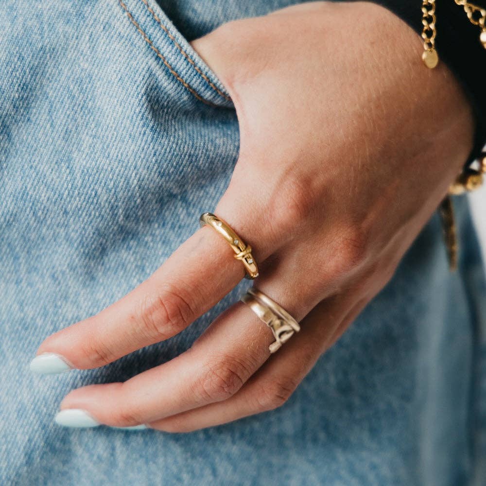 Pretty Simple Diamond Studded Ring Tarnish Proof