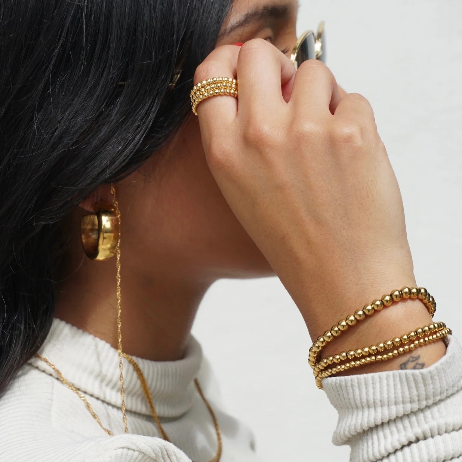 Ellie Vail Lucia Beaded Tripped Ring Set
