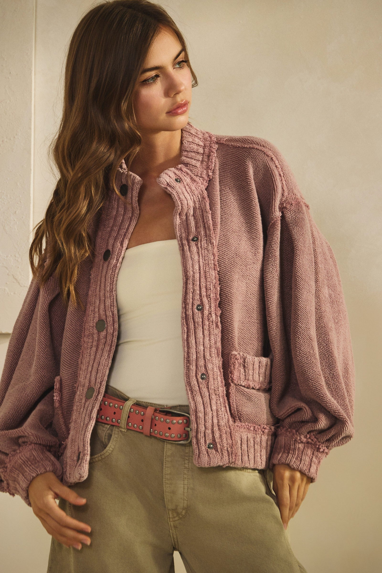 LovLov Vintage Wash Rib Knit Jacket