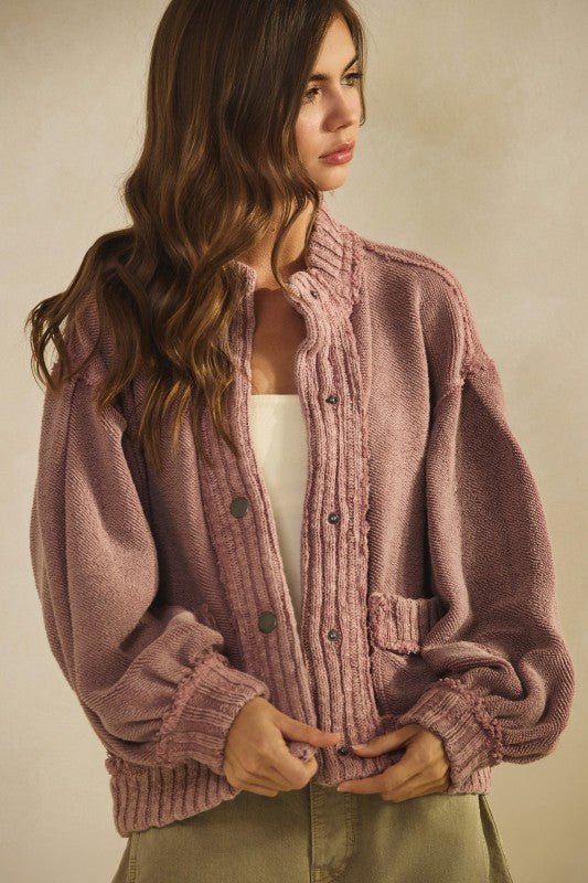 LovLov Vintage Wash Rib Knit Jacket