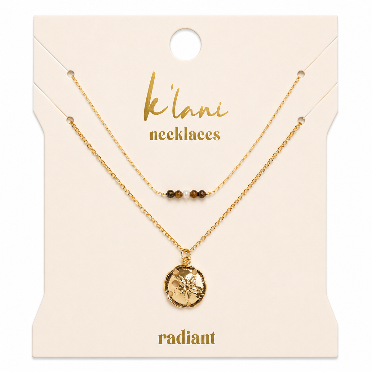 K'lani - Radiant - Gold Sand Dollar Necklace Set