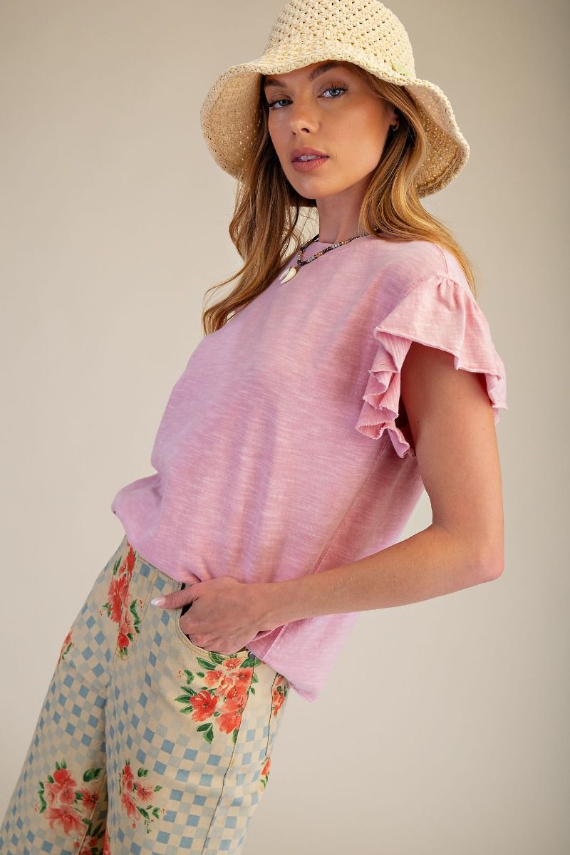 Easel Ruffel Sleeve Tee