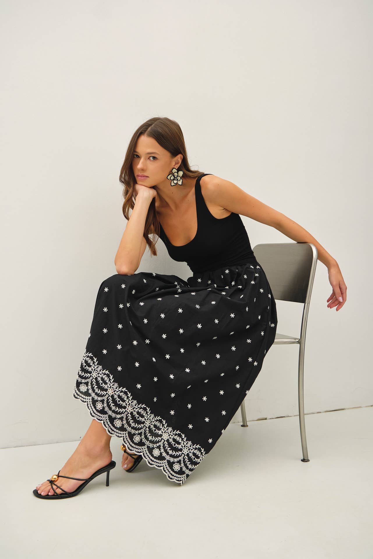 Be Cool Embroidered Midi Tank Dress