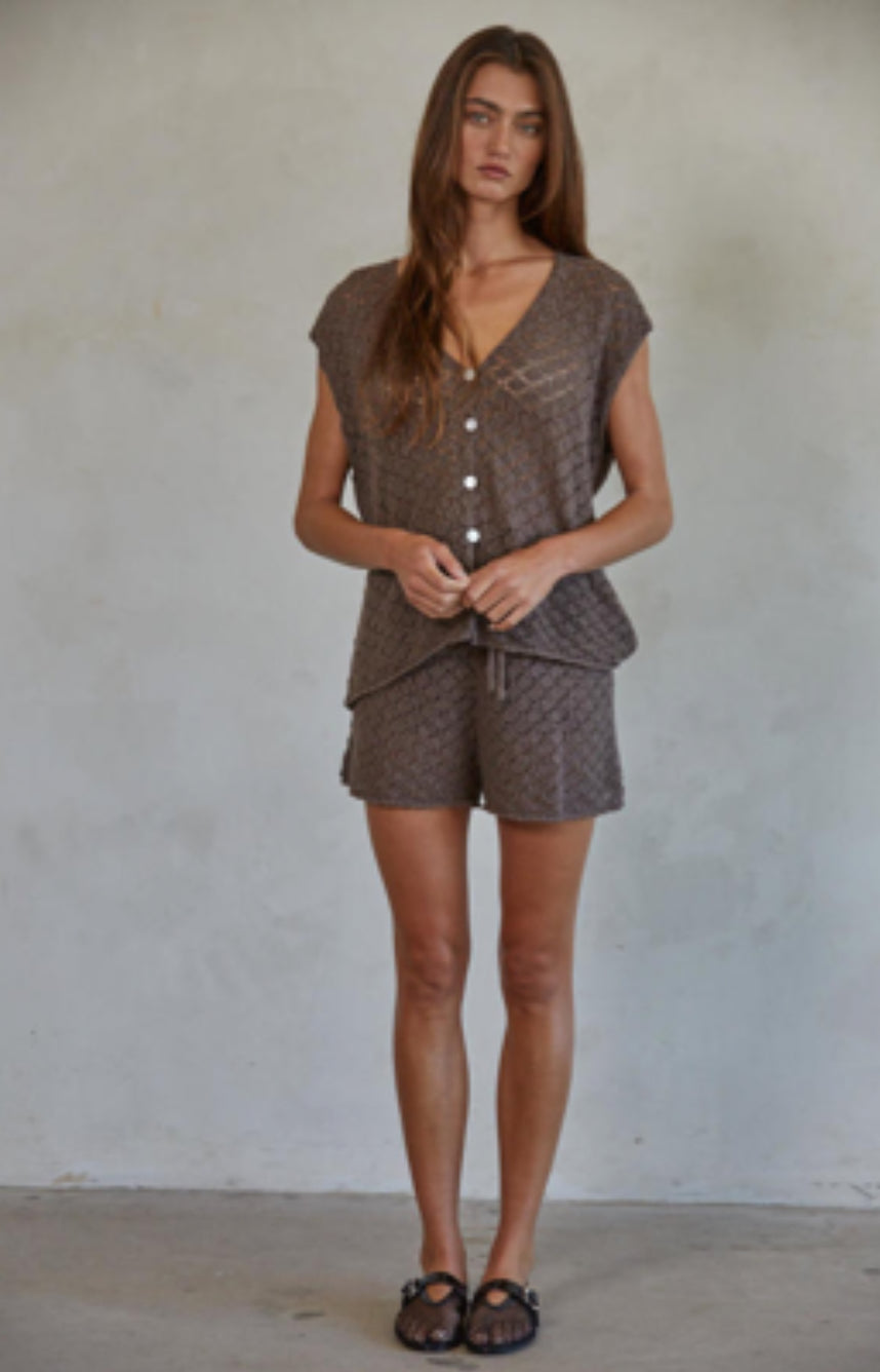 By Together Chocolate Crochet Shorts