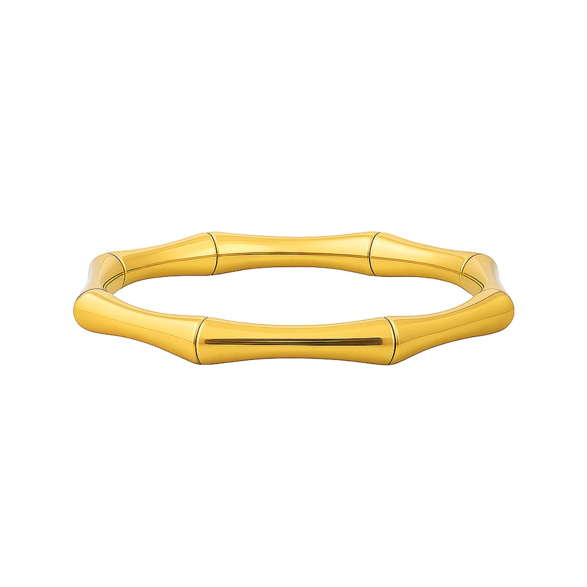 Gold bambo band style ring  on a white background