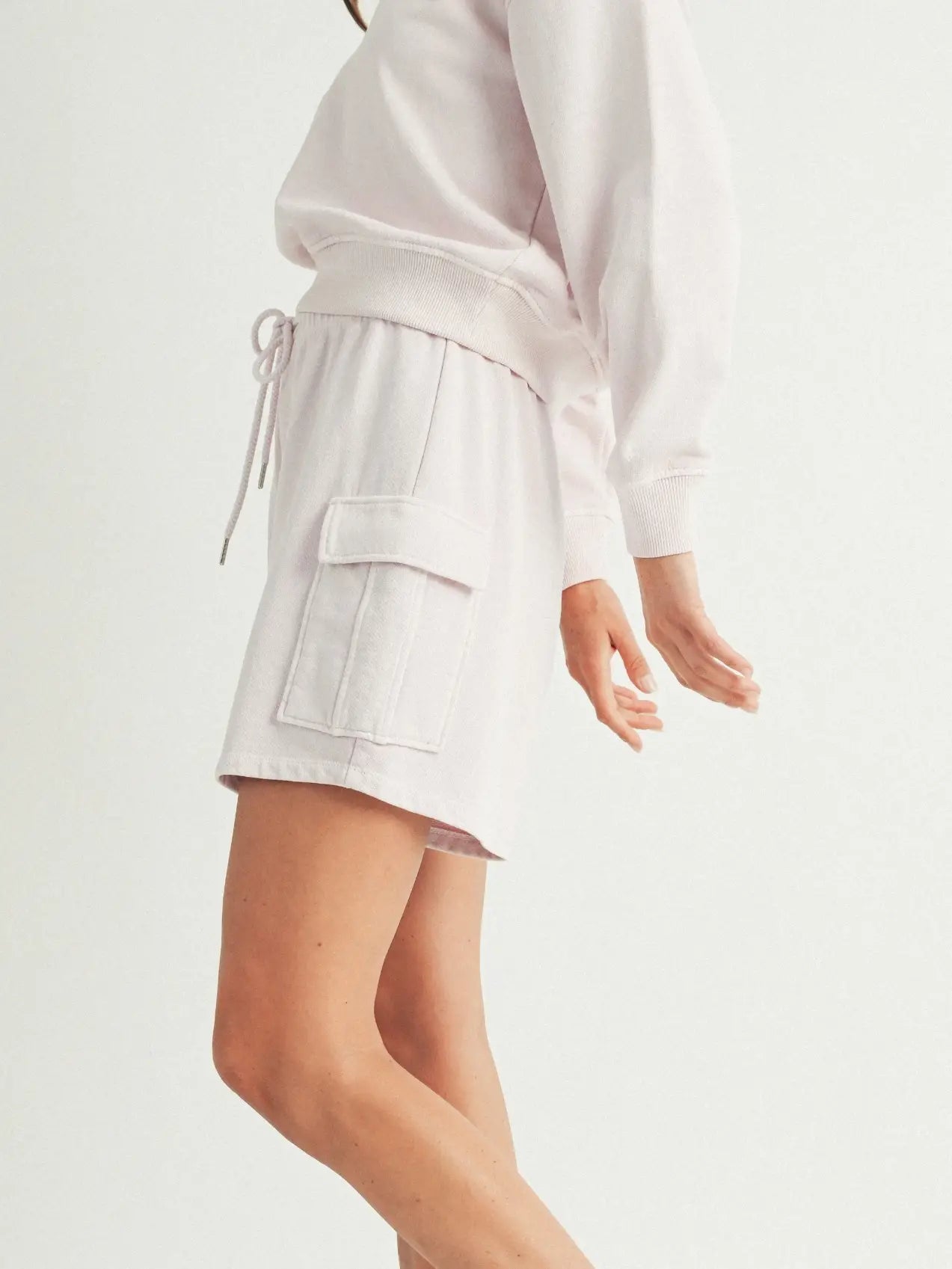 Elle Grey Cargo Washed Sweat-Shorts