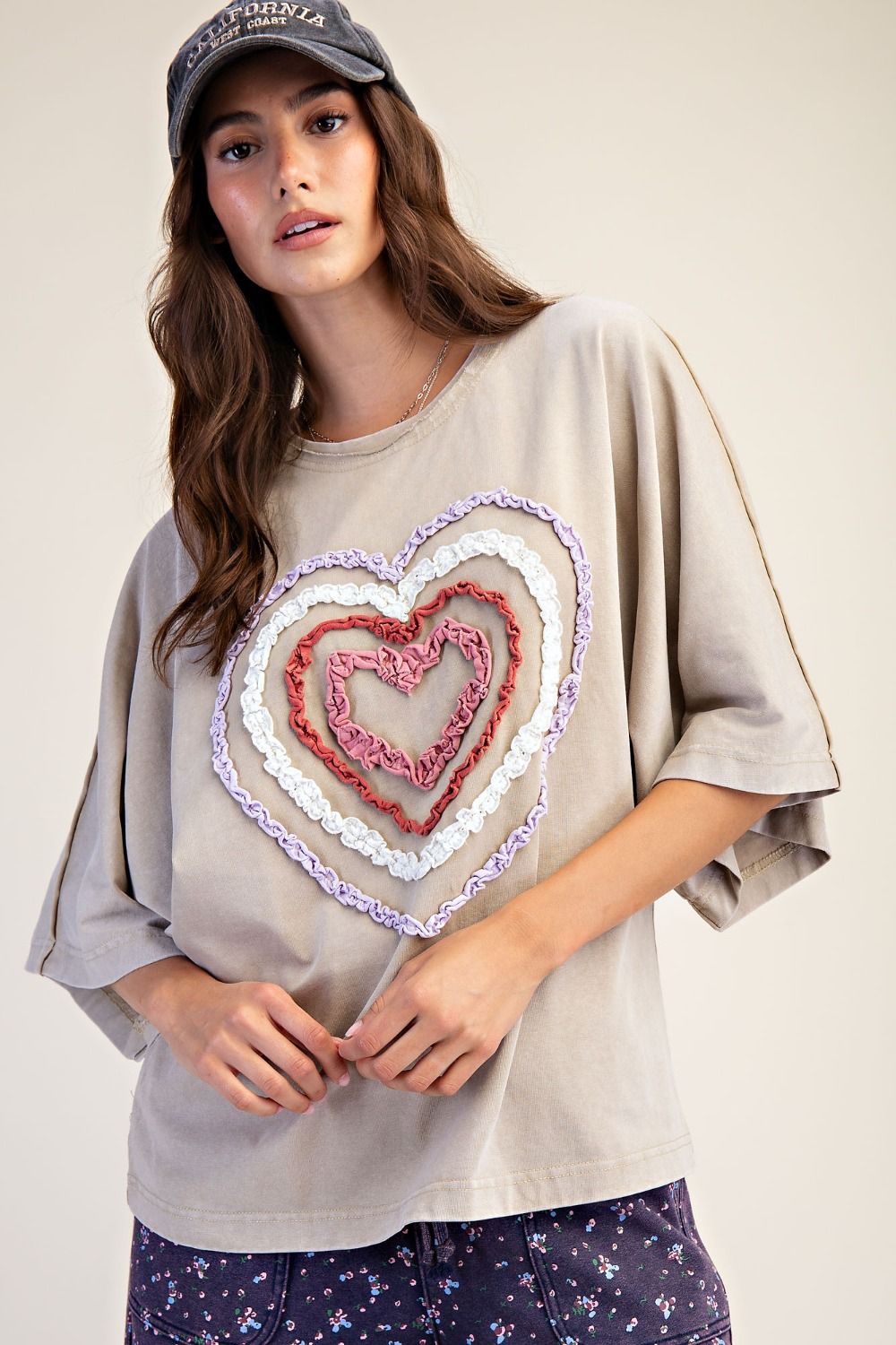Easel Ruffle My Hearts Top