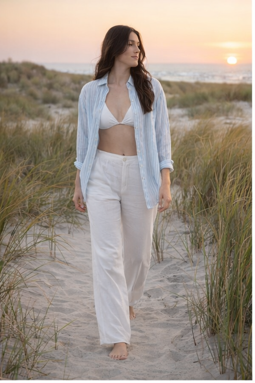 Elle Grey Essential Linen Button Up Shirt