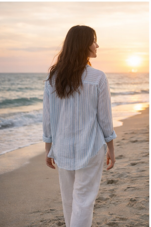 Elle Grey Essential Linen Button Up Shirt