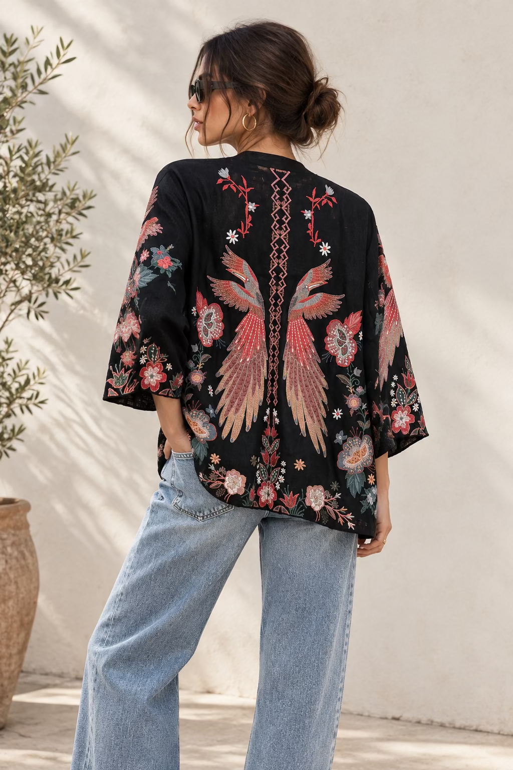All About Her - Embroidered Rising Phoenix Jacket