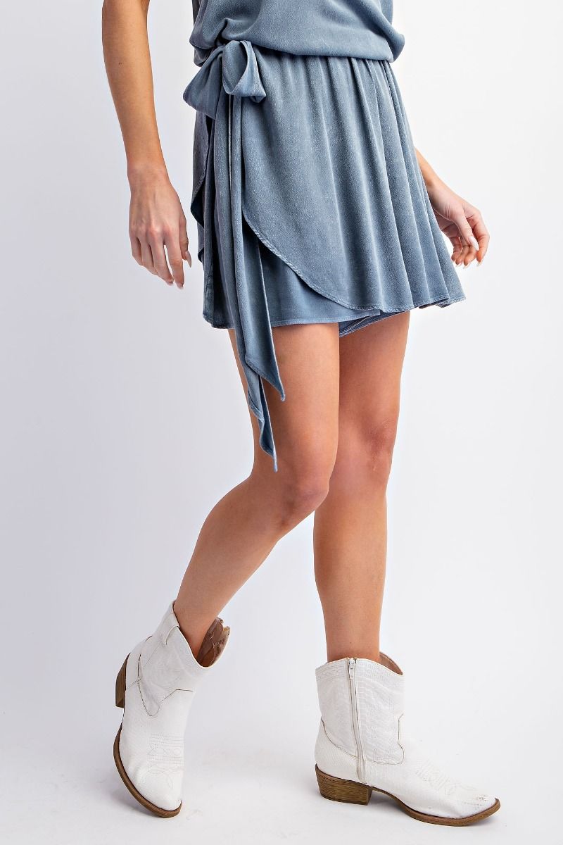 Easel Mineral Washed Rayon Skort
