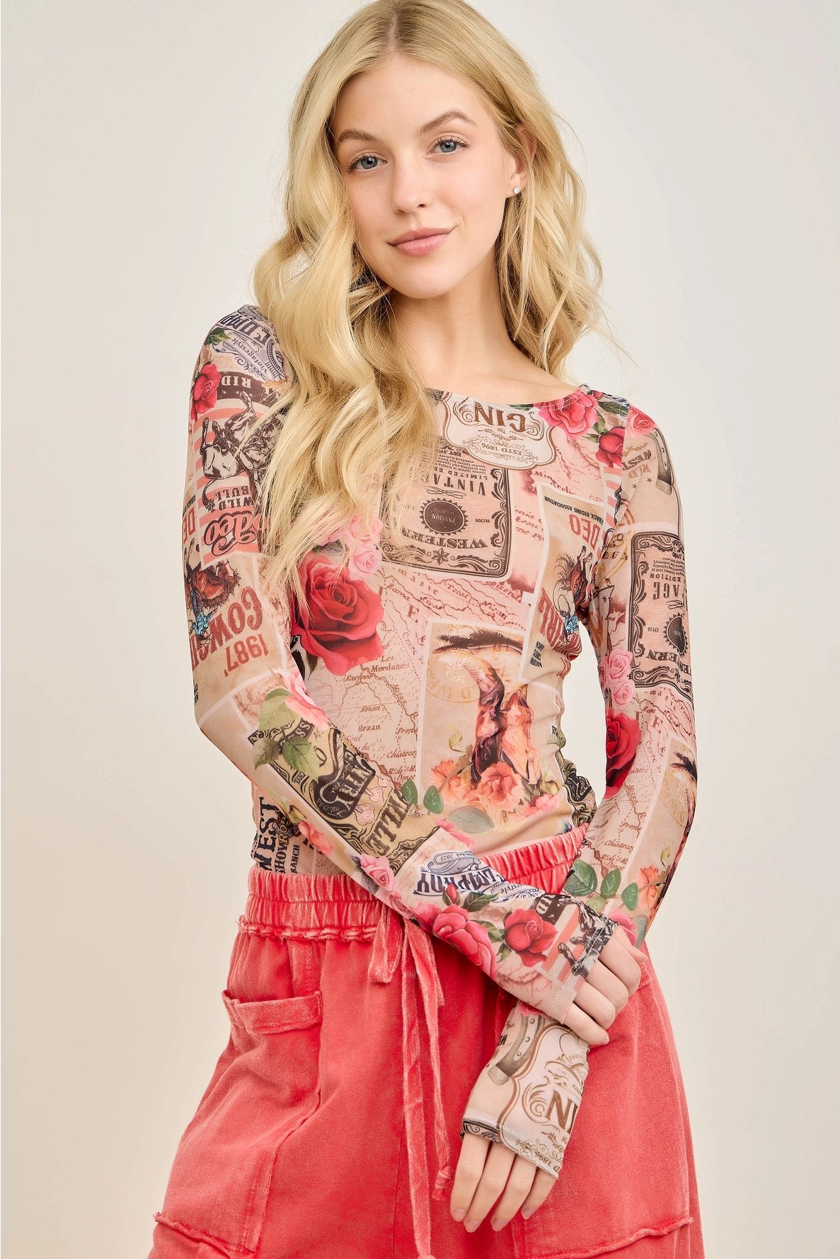 J.Her Western Mesh Top