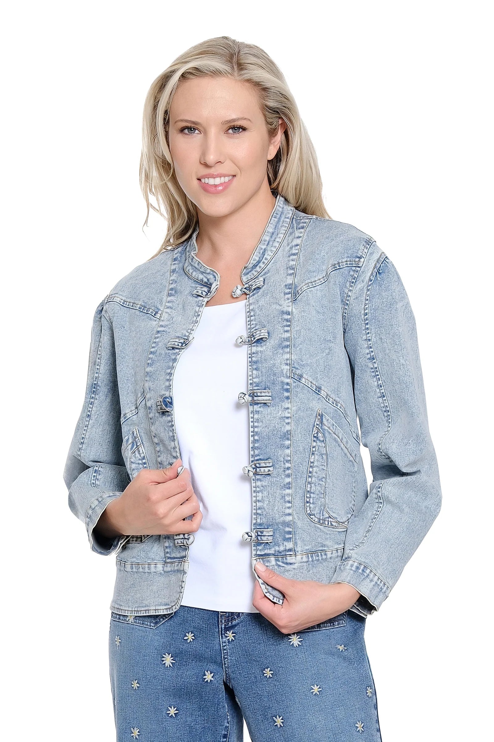 Tru Luxe Knotted Closure Denim Jacket